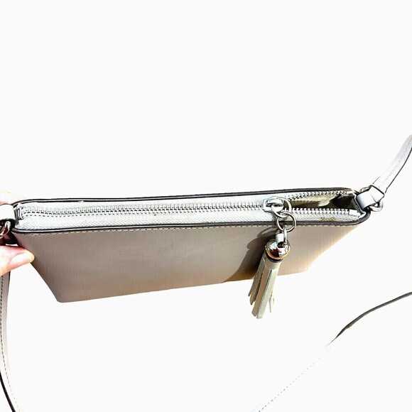 Kate Spade New York Crossbody Bag Ivy Street Amy Smooth Gray Leather - Picture 11 of 12